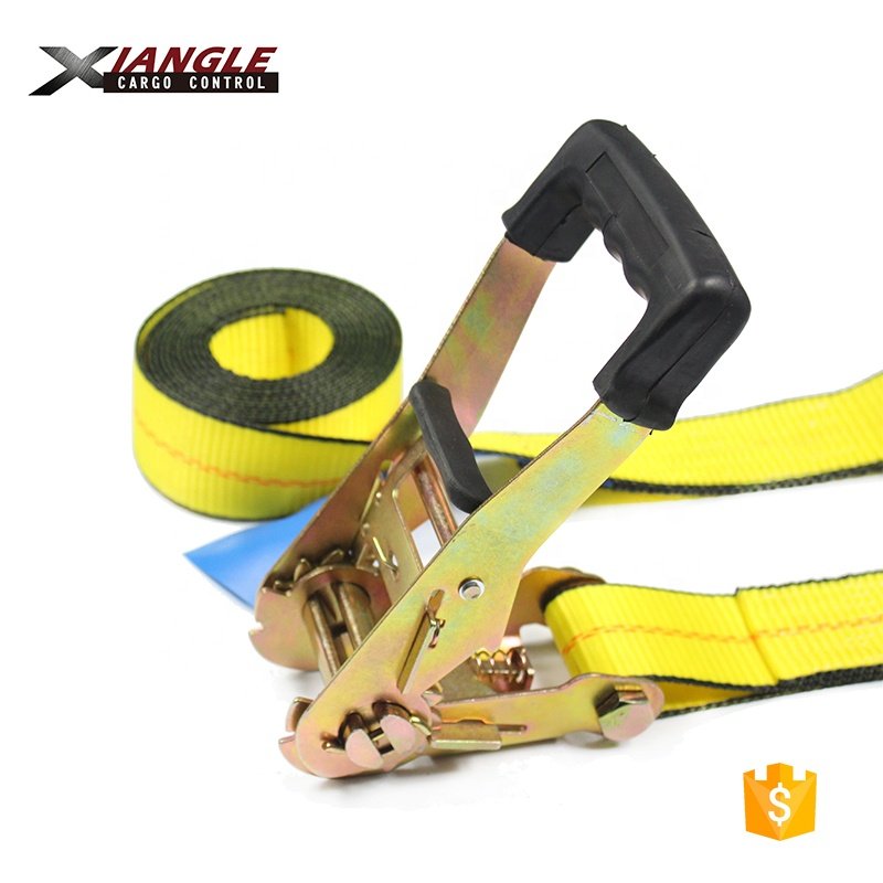 2" 25ft 27ft 30ft Ratchet Tie Down Strap Tensioner for cargo securing with double J hook