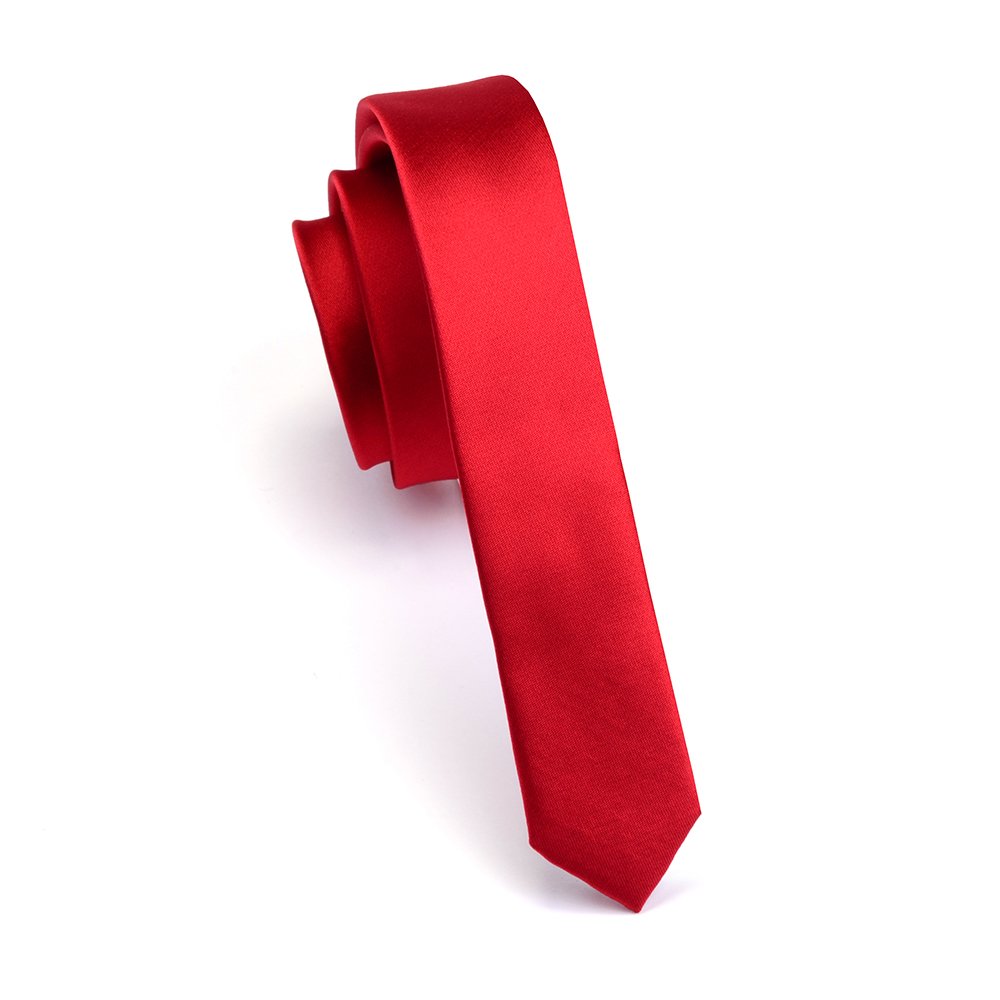 Super Slim Tie 3.2cm Satin Red Yellow Black Solid Ties Handmade Fashion Men Skinny Narrow Necktie for Wedding Party