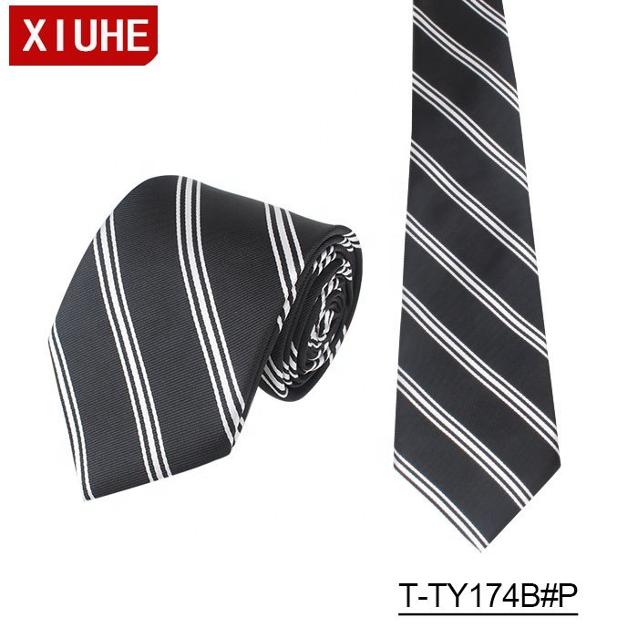 Custom Necktie Manufacturer Customized 100% Polyester Logo Tie Children School Uniform Black Ties