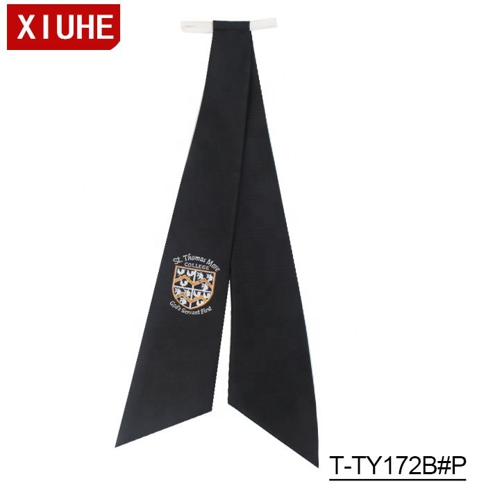 Custom Necktie Manufacturer Customized 100% Polyester Logo Tie Children School Uniform Black Ties