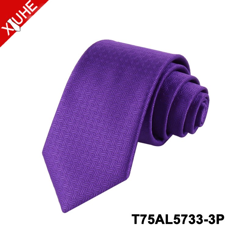 Wholesale Design 100 Silk Woven Tie Solid Color Purple Gents Ties Men's Neckties Custom Polyester Tie