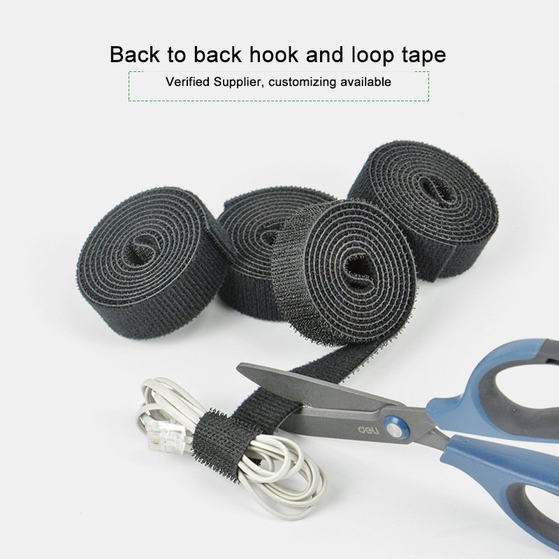 2022 New Arrival Adhesive Hook And Loop Fastener Roll Back To Back Adjustable Double Sided Hook And Loop Tape For Cable Tie