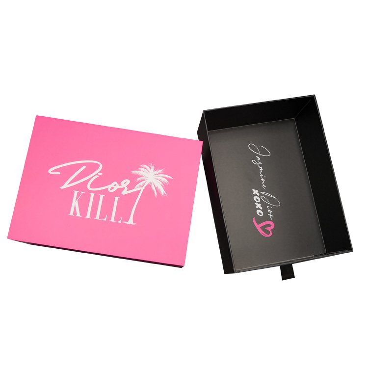 Human Weave Hair Gift Storage Box with Ribbon Hair Bundles Packaging Sliding Box Extension Bags with Satin for Wig Accessories