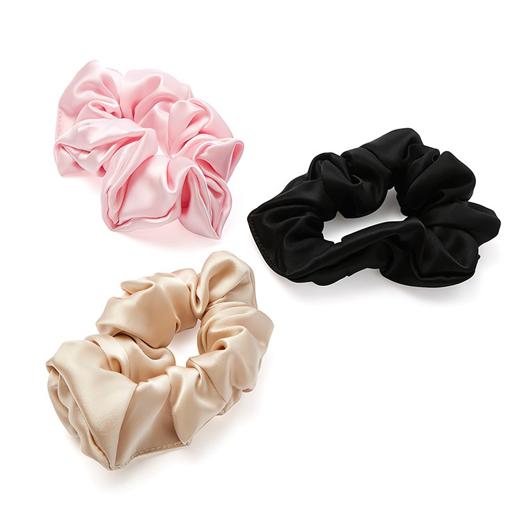 wholesale 19mm custom logo real silk hair scrunchies ties bands set 100% pure mulberry silk scrunchies