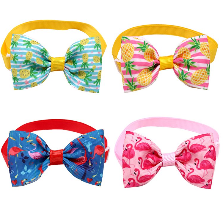 Amaz Best Seller Pet Dog Cat Tie Fruit & Flamingo Bow Tie Adjustable Collar Decorative Tie for Small and Medium Dogs