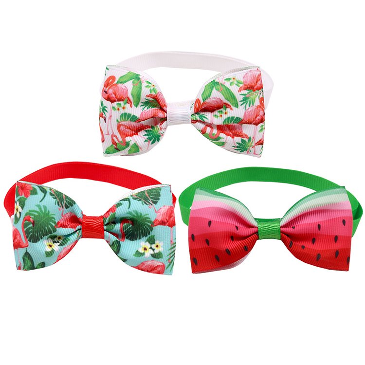 Amaz Best Seller Pet Dog Cat Tie Fruit & Flamingo Bow Tie Adjustable Collar Decorative Tie for Small and Medium Dogs