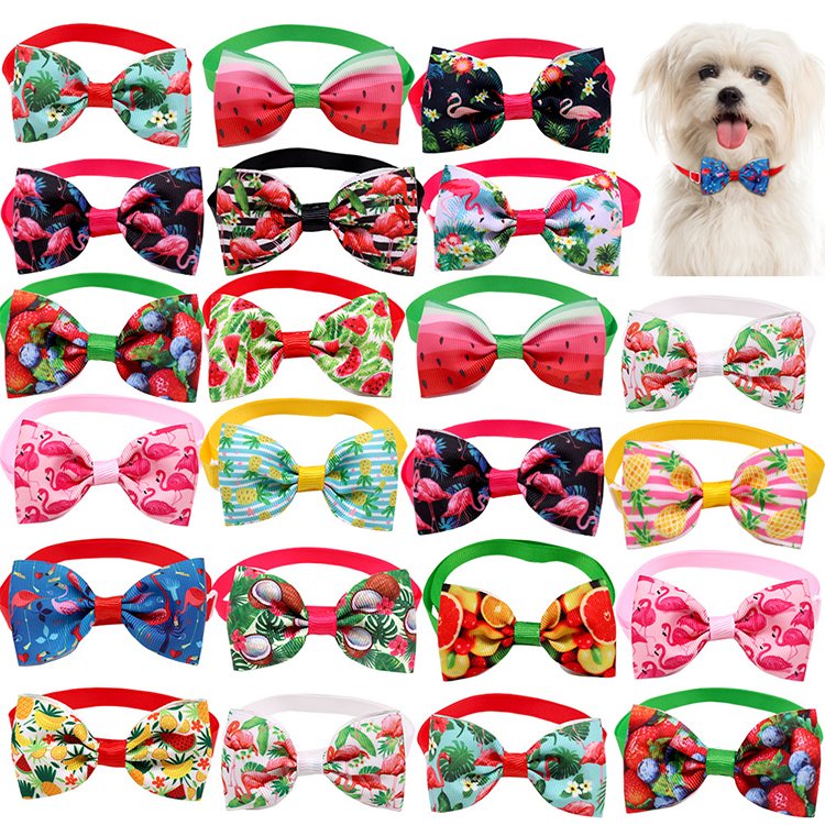 Amaz Best Seller Pet Dog Cat Tie Fruit & Flamingo Bow Tie Adjustable Collar Decorative Tie for Small and Medium Dogs