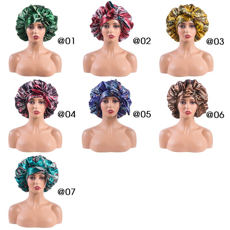 Queen Silk Bonnet Satin Adjustable Large Sleeping Night Sleep Cap Women Curly Hair Braid Stretchy Tie Band Edge scarf Bonnets