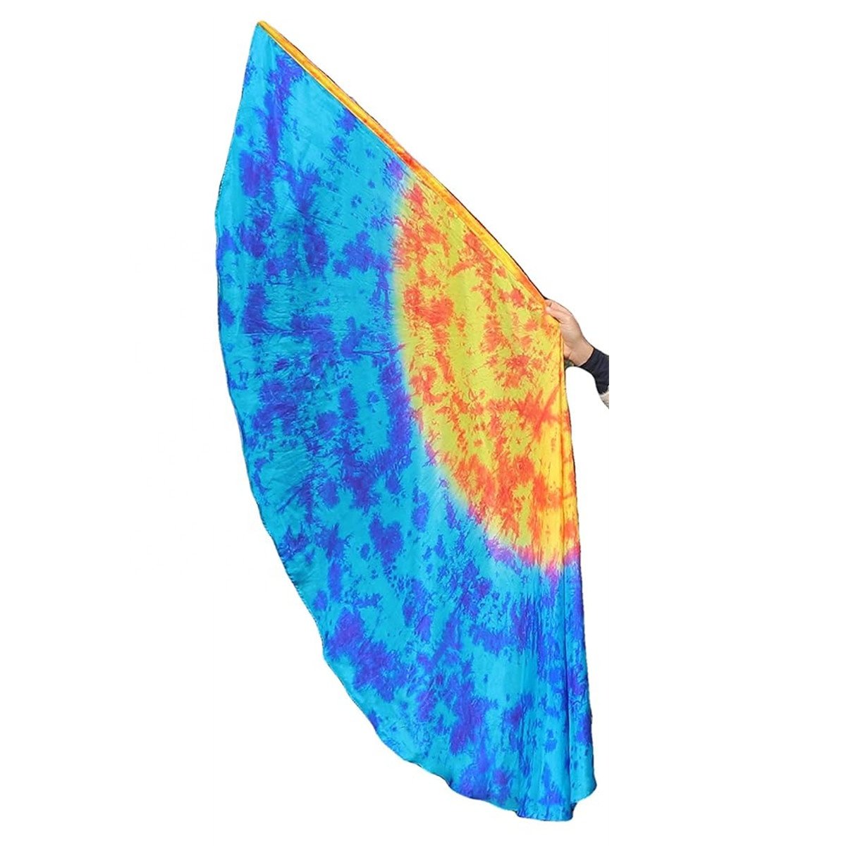 Nayaking Feather Light Prophetic Tie-dye Worship Silk Flex Flag, Church Liturgical Praise Adoration Dance Banner Semicircle