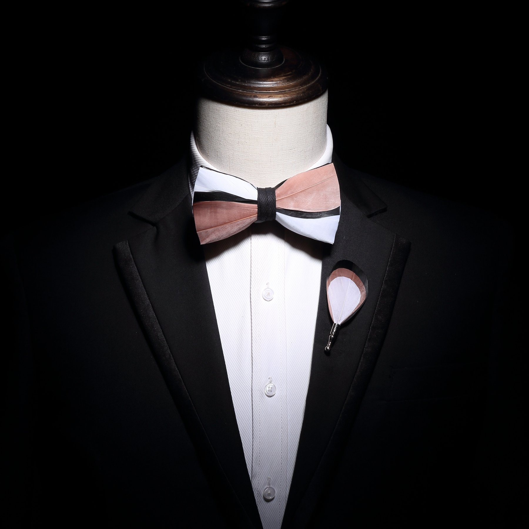 Customize Plain Bowtie New Design Fashion Feather Bow Tie