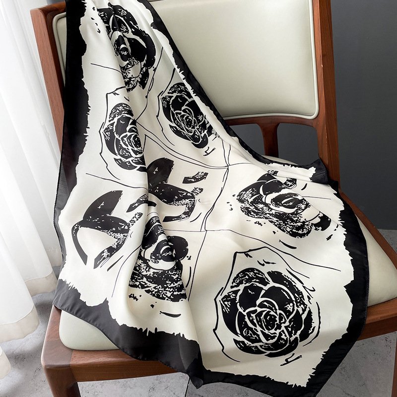 Luxury Print Silk Square Scarf Women Spring Neck Tie Shawl Wraps Female 70cm Hair Hand Wrist Headkercheif Hijab Bandana 2022