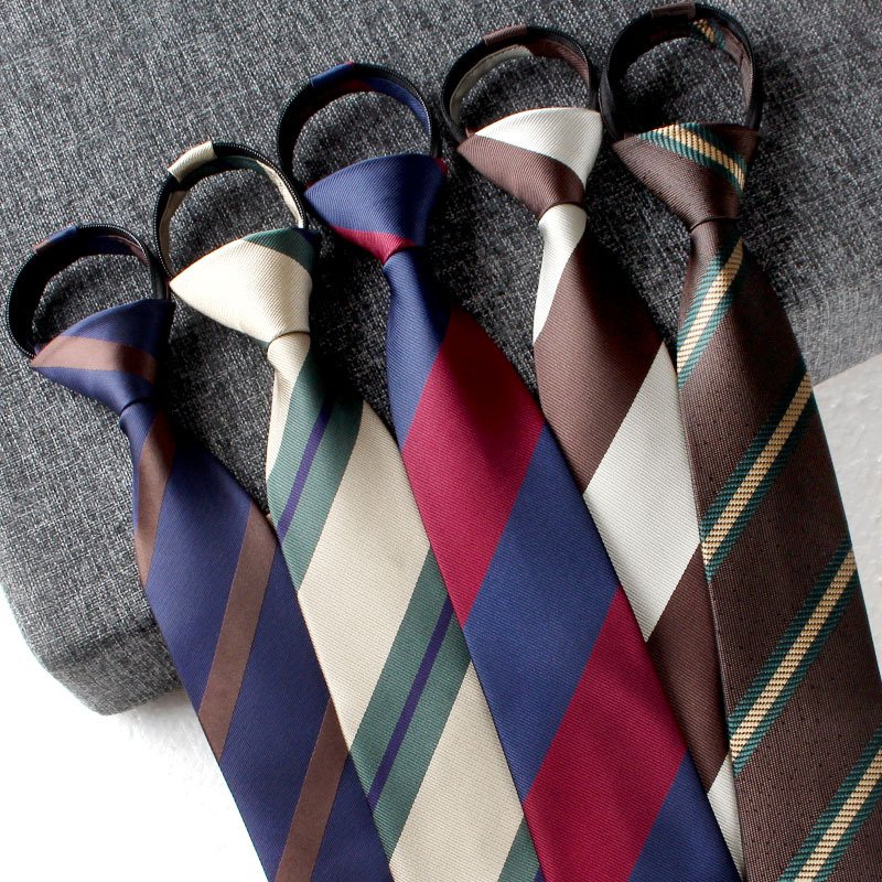 Cheap Mens Zipper Necktie Custom Polyester Zip Neck Ties stripe neckwear