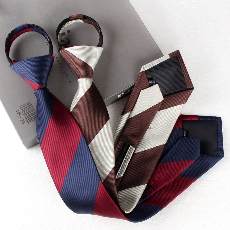 Cheap Mens Zipper Necktie Custom Polyester Zip Neck Ties stripe neckwear