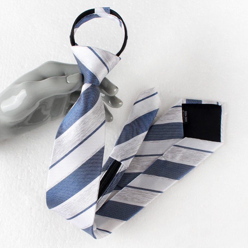 Cheap Mens Zipper Necktie Custom Polyester Zip Neck Ties stripe neckwear