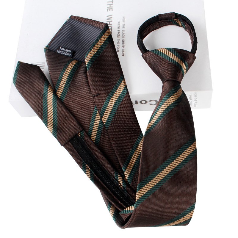 Cheap Mens Zipper Necktie Custom Polyester Zip Neck Ties stripe neckwear