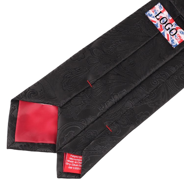 Hot Selling Black Paisley Ties Manufacturer Polyester Woven Jacquard Men Neckties OEM ODM Custom Microfiber Tie For Men