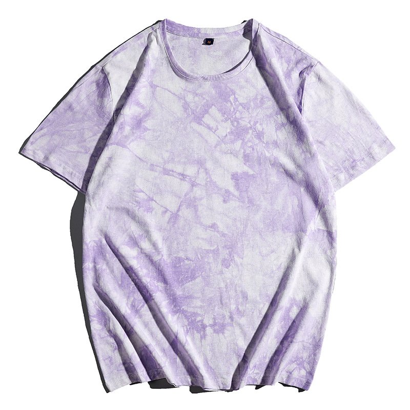 Custom Logo Summer New Arrival Fashion Europe And America Tee Short Sleeve High Street O Neck Tie Dye Loose Casual T Shirt Men's