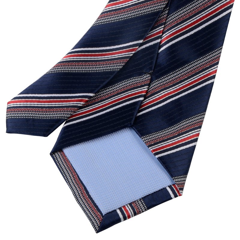Factory Direct Sales Custom Logo 100% Polyester Jacquard Necktie OEM Service Good Quality Stripe Pattern Tie For Business Men