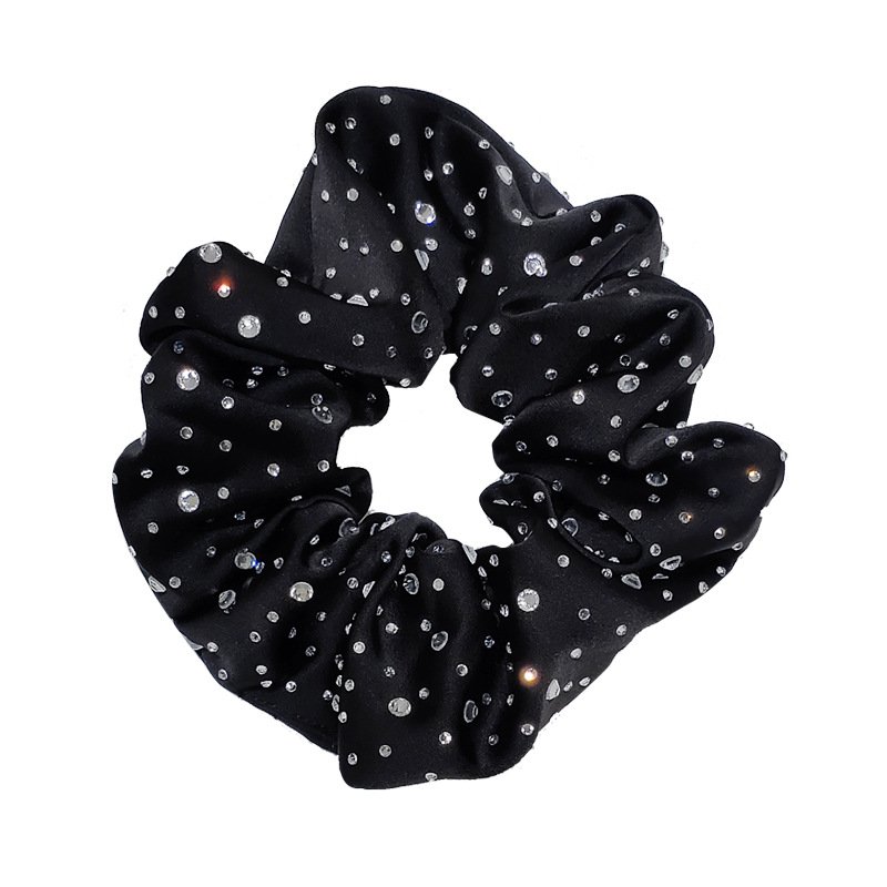 Women Solid color Soft Fabrics Shiny Rhinestone Scrunchies Hair Ties Elegance Spot Drilling Elastic Scrunchies Cheapest price
