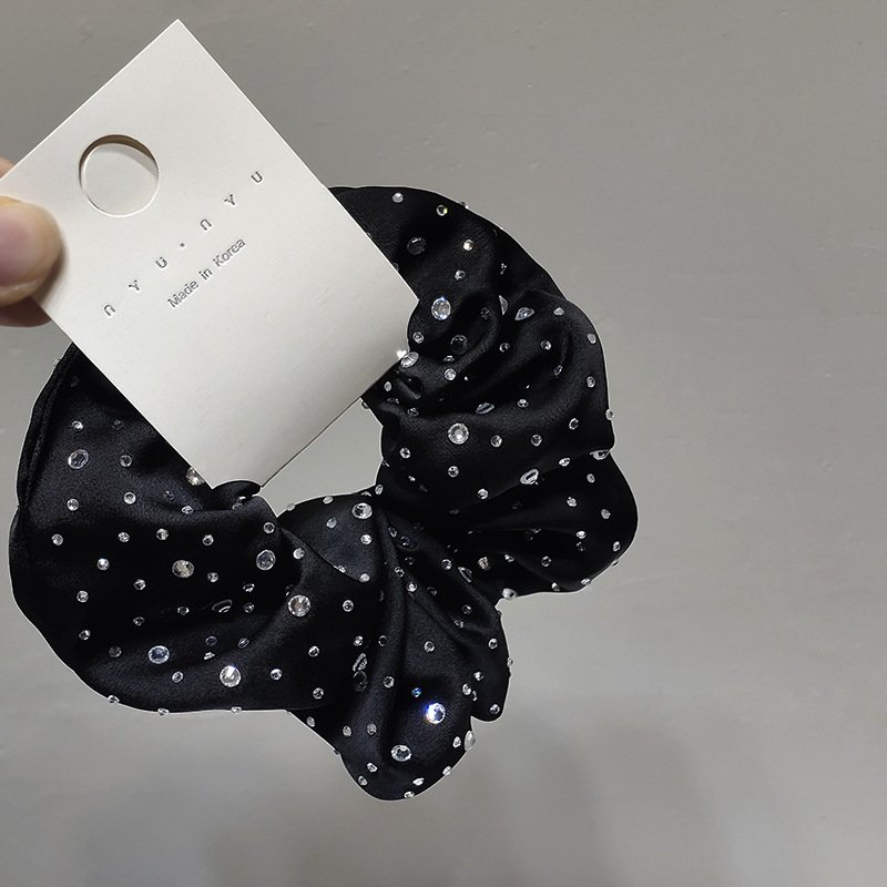 Women Solid color Soft Fabrics Shiny Rhinestone Scrunchies Hair Ties Elegance Spot Drilling Elastic Scrunchies Cheapest price