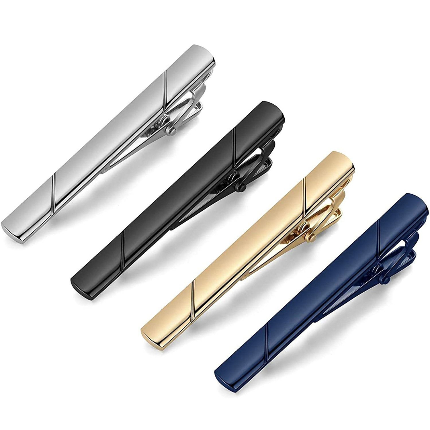 2024 New Tie Clips for Men Gold Silver Blue Black Red Tie clip Regular Necktie Clamp Wedding Business Tie Pin Clip Wholesale
