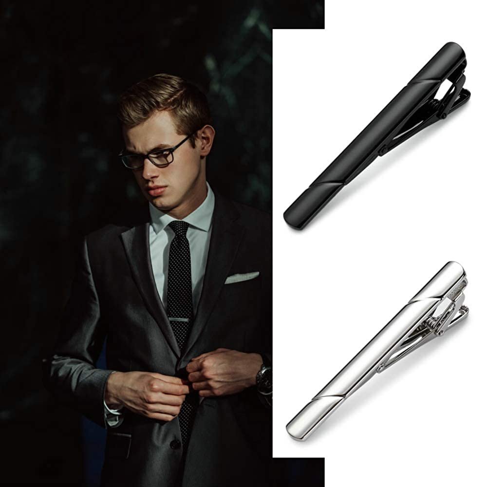 2024 New Tie Clips for Men Gold Silver Blue Black Red Tie clip Regular Necktie Clamp Wedding Business Tie Pin Clip Wholesale