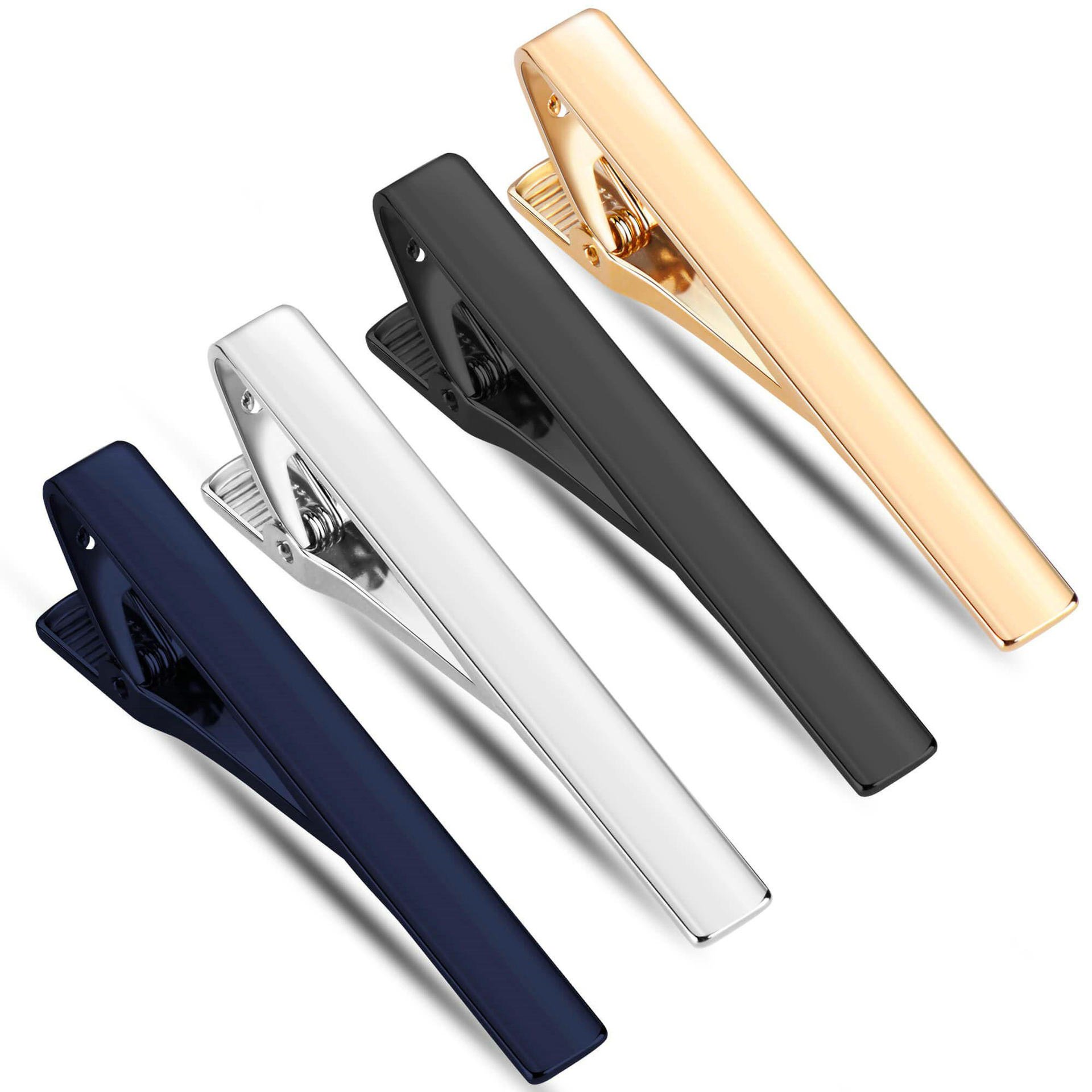 2024 New Tie Clips for Men Gold Silver Blue Black Red Tie clip Regular Necktie Clamp Wedding Business Tie Pin Clip Wholesale