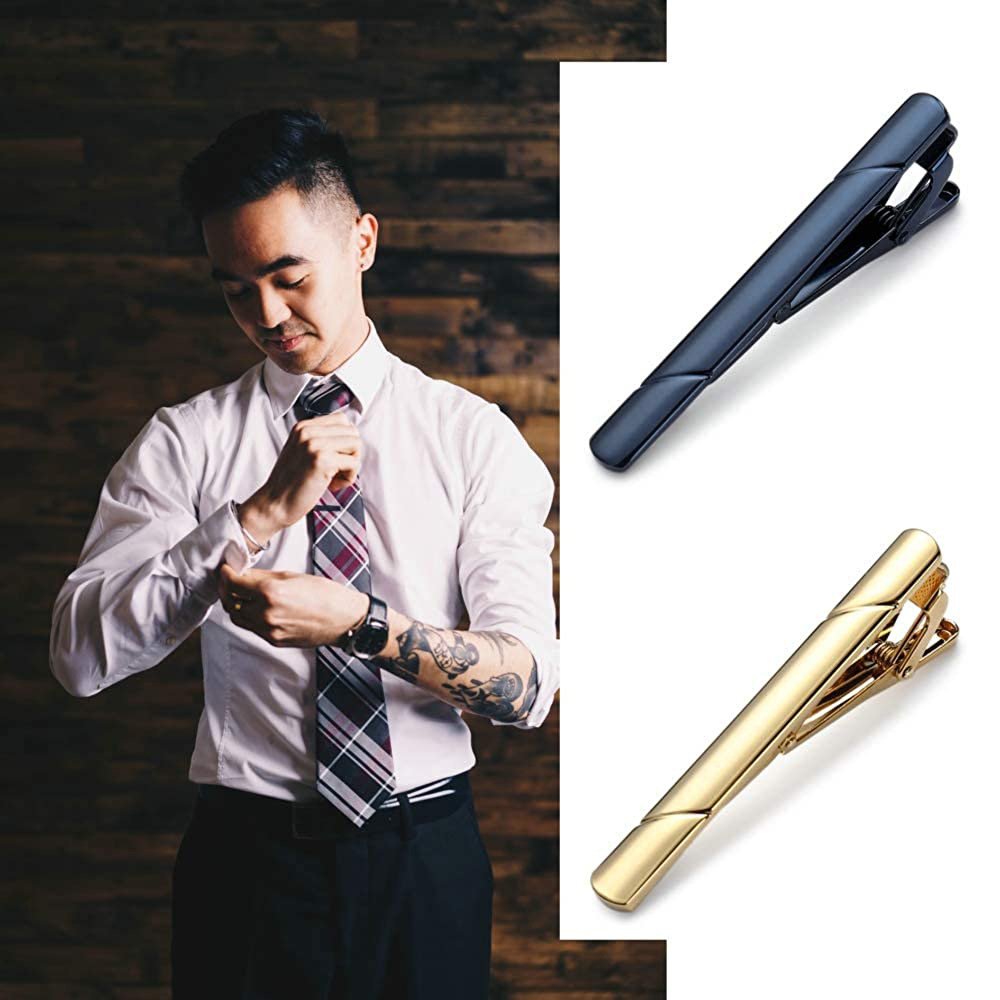 2024 New Tie Clips for Men Gold Silver Blue Black Red Tie clip Regular Necktie Clamp Wedding Business Tie Pin Clip Wholesale