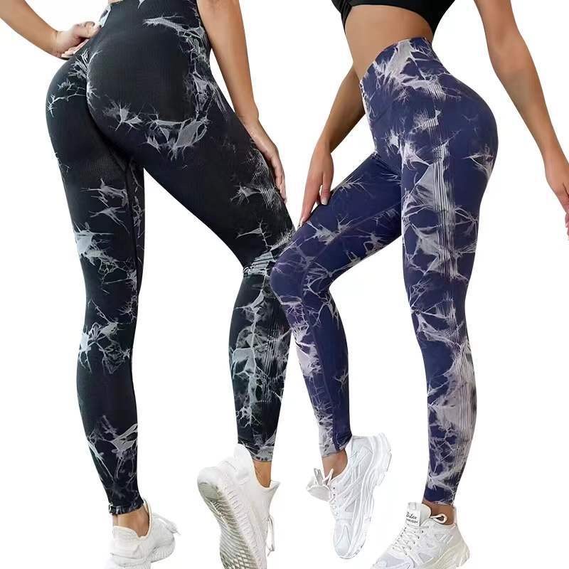 Wholesale Women's Tie Dyed Yoga Shorts High Support High Elastic Yoga Leggings