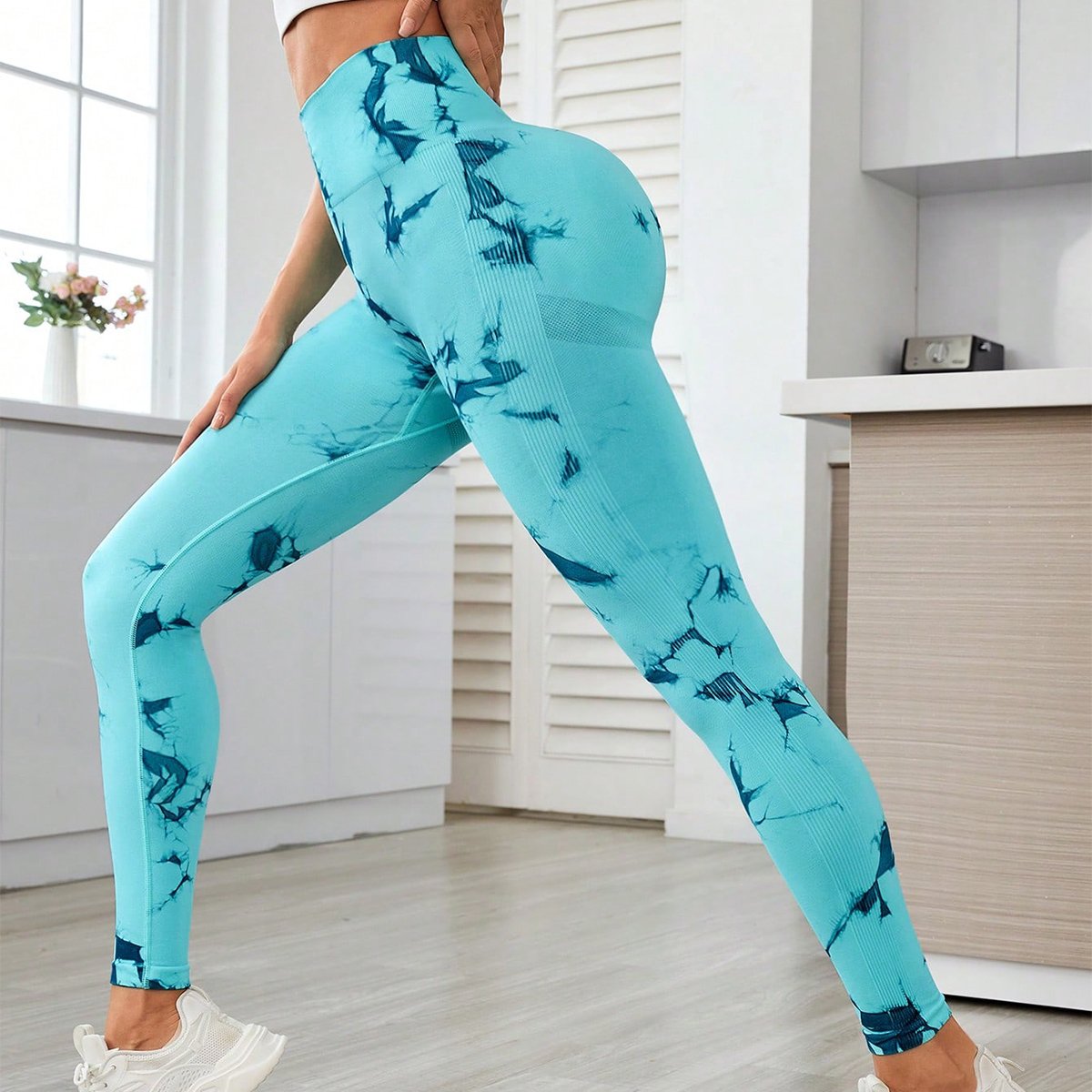 FLW Tie Dye High Waist Yoga Pants Scrunch Butt Quick Drying Breathable Fitness Yoga Leggings For Women
