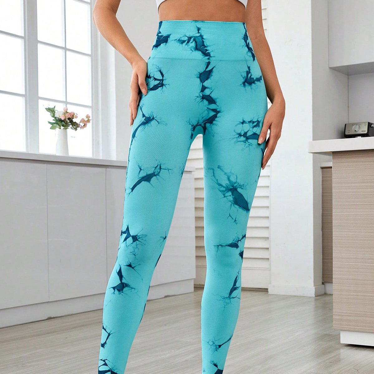FLW Tie Dye High Waist Yoga Pants Scrunch Butt Quick Drying Breathable Fitness Yoga Leggings For Women