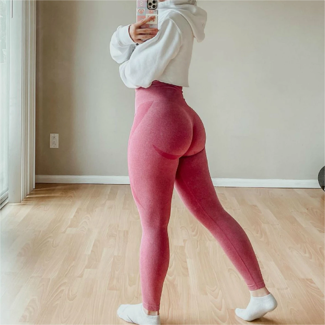 Womens Butt' Lift Curves Workout Tights Yoga Pants Contour Seamless Leggings Gym Outfits Fitness Clothing Sports Wear Pink