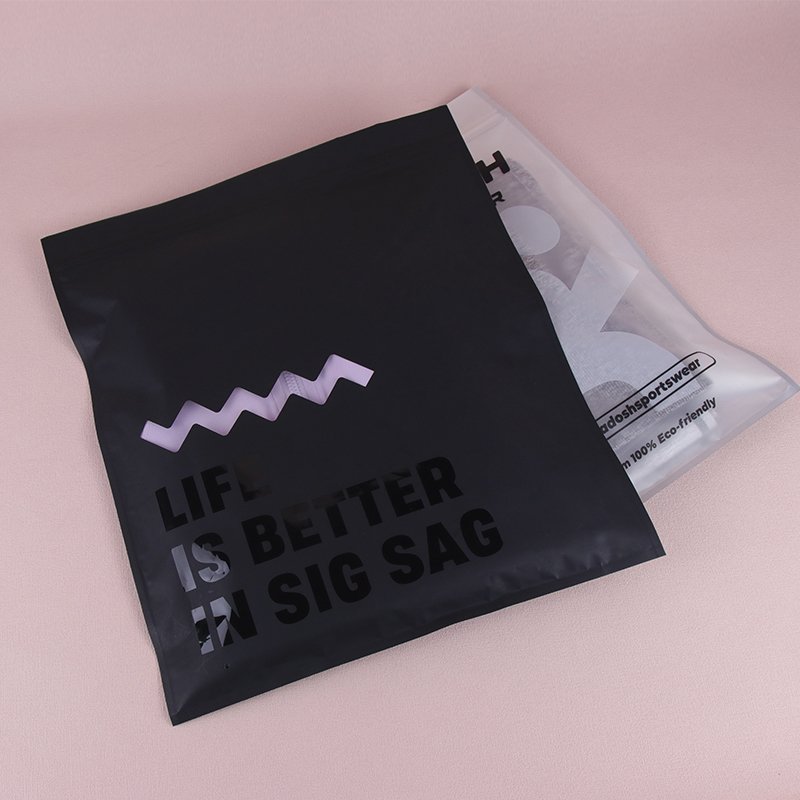 Custom Printed UV Spot Matte Black Flat ziplock Bag Luxury Plastic Packaging Bags With Window