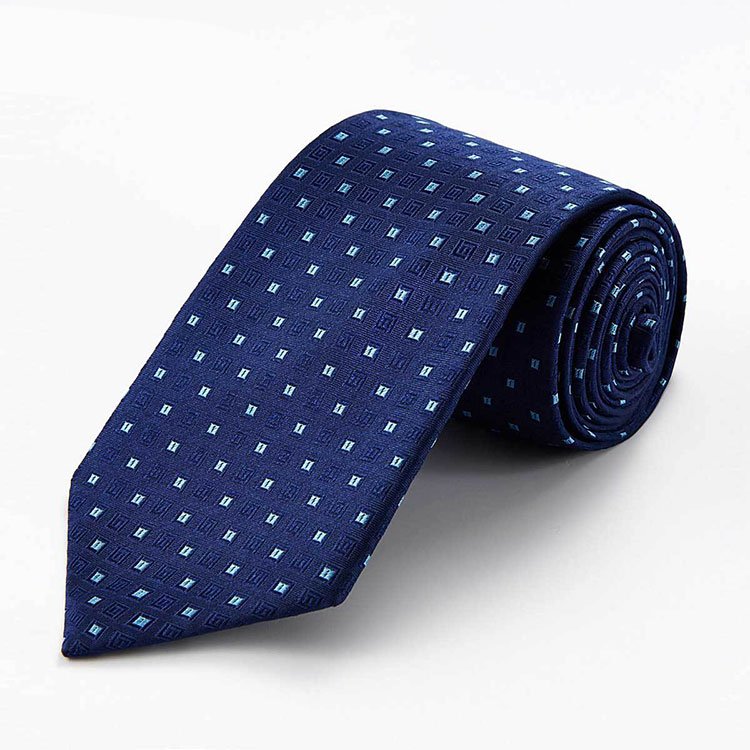 Fashion Supplier Custom Navy Blue Soft Business Polka Dot Necktie Jacquard Men Silk Ties