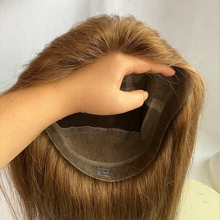 Color 6# Full handmade Silk Base with PU around whole head men's wig
