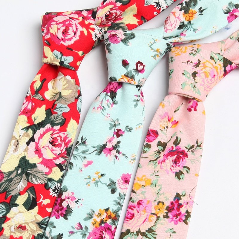 6CM Men's cotton slim printed floral chic flower neck tie bridal ties men gifts necktie for wedding groom man