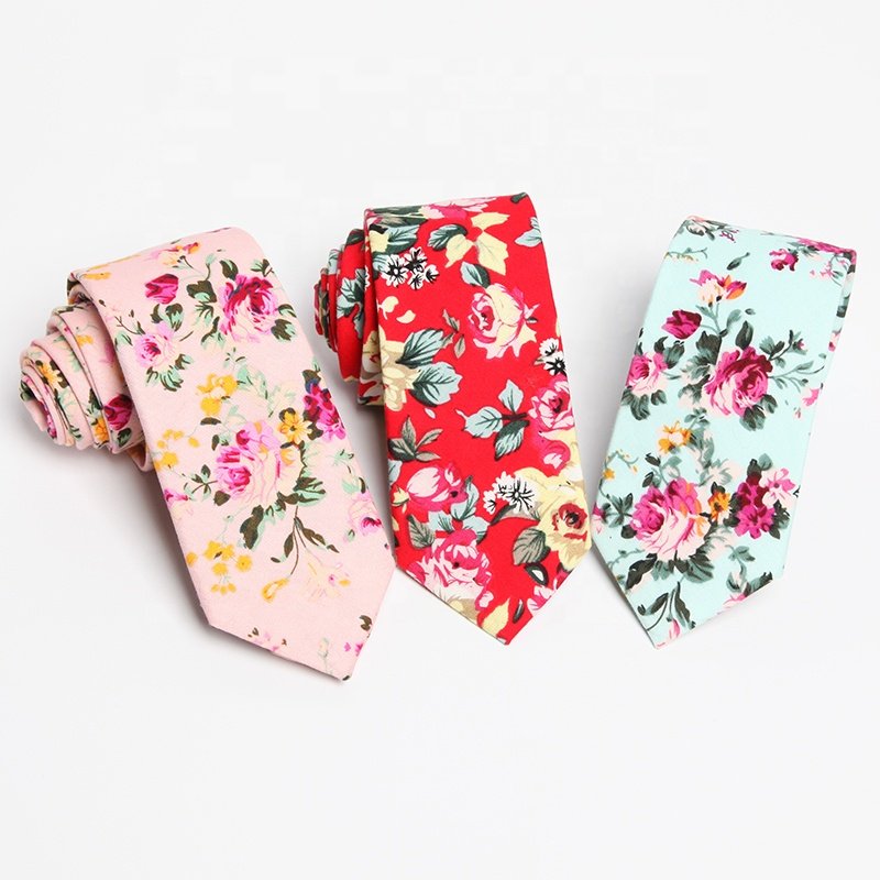 6CM Men's cotton slim printed floral chic flower neck tie bridal ties men gifts necktie for wedding groom man