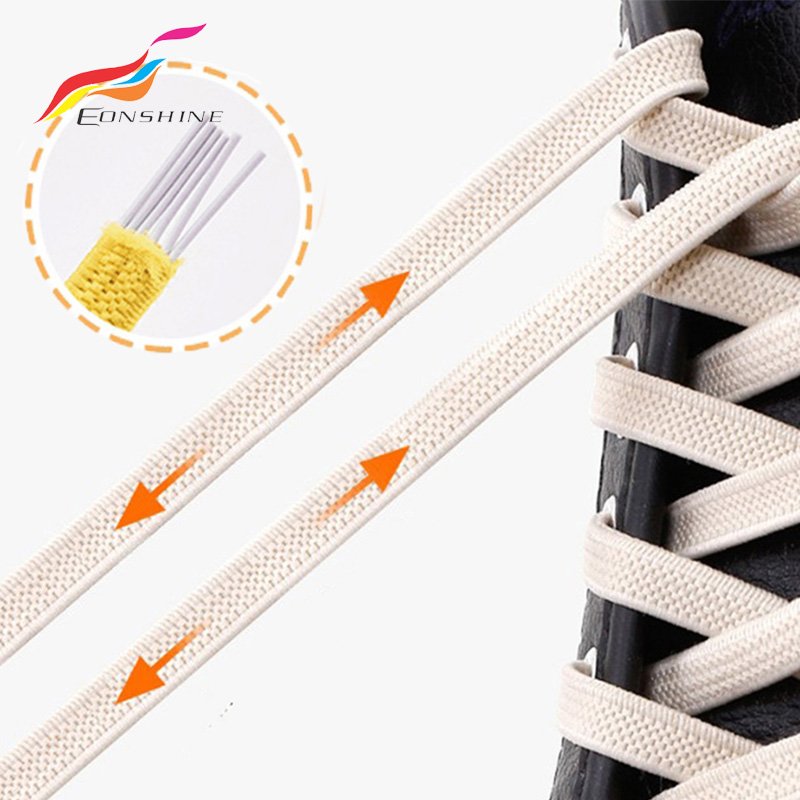 Flat Easy Tie Shoe Lace Slider Elastic Cord Stretch Shoelace with Fastener Sheet Metal