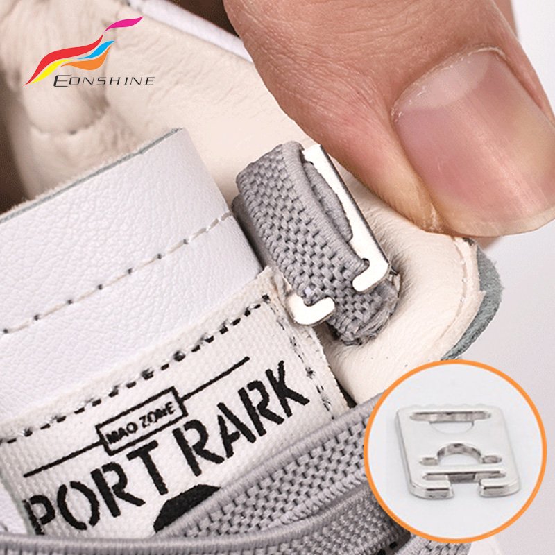 Flat Easy Tie Shoe Lace Slider Elastic Cord Stretch Shoelace with Fastener Sheet Metal