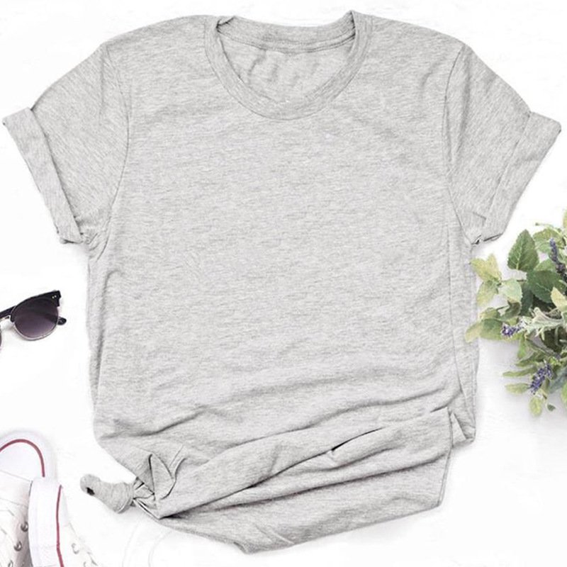 High quality Custom LOGO Solid Color Blank Printing women's O-Neck T-shirt Short Sleeve Trend Girls streetwear DIY pattern Tops