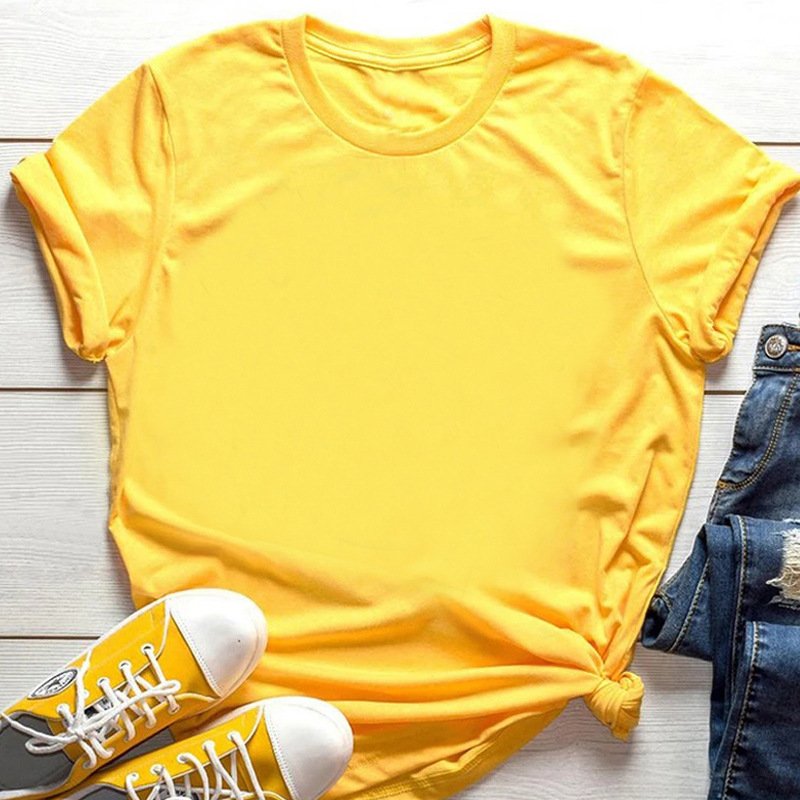 High quality Custom LOGO Solid Color Blank Printing women's O-Neck T-shirt Short Sleeve Trend Girls streetwear DIY pattern Tops