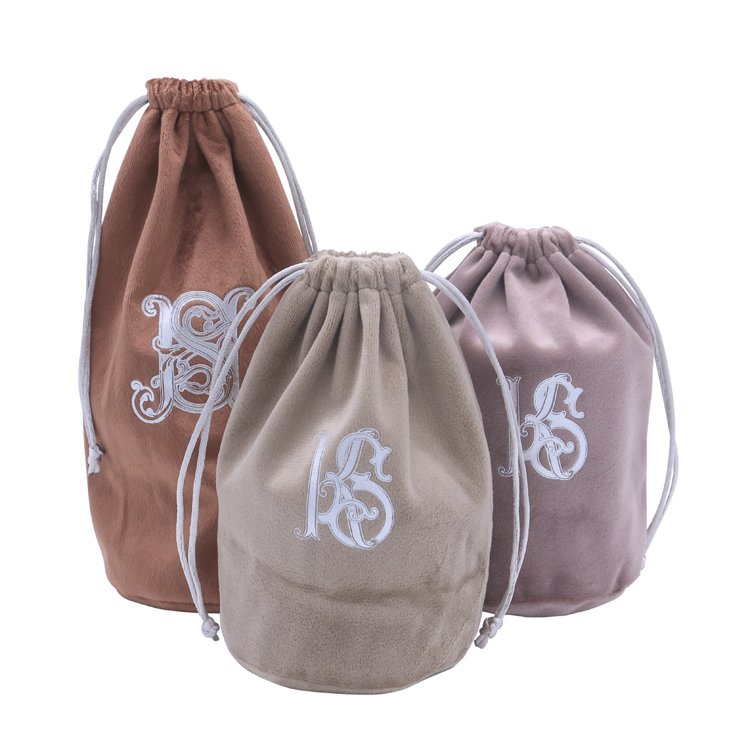 Custom made luxury drawstring red velvet drawstring bags with logo jewelry bag packaging suede wine bottle pouch Halloween gift