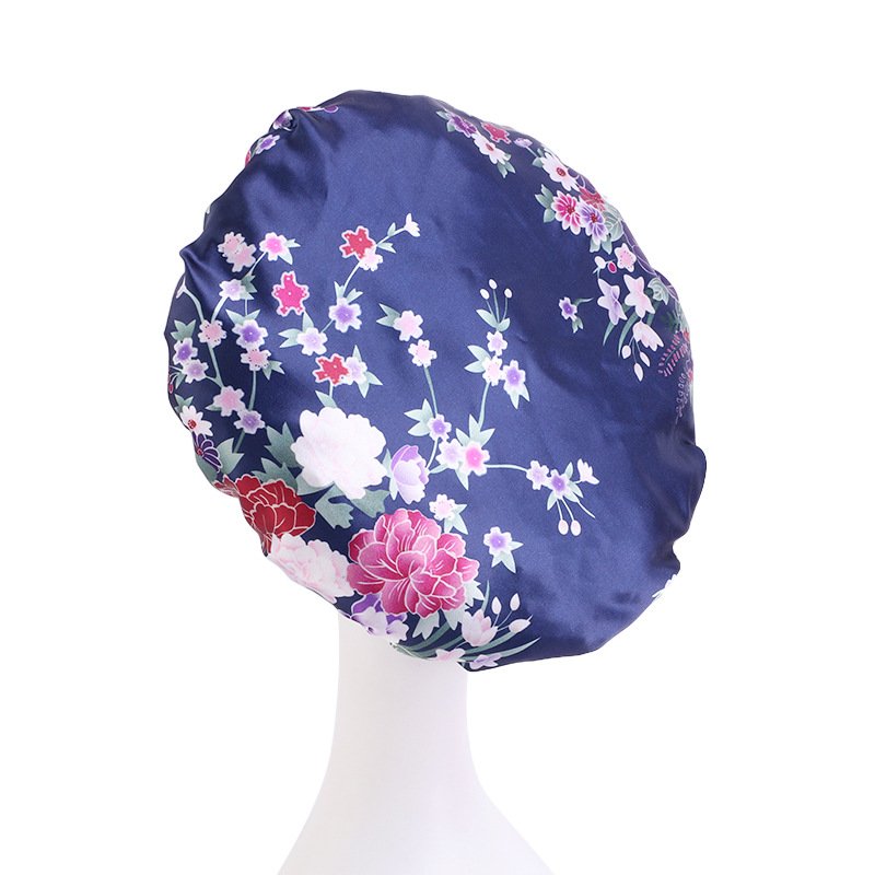 Wholesale Wide Brim Satin Head Wraps Turban Hair Bonnets Nightcap African Women Silky Shower Cap Sleeping Bonnets