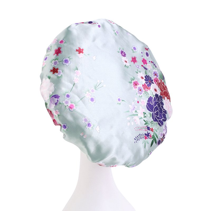 Wholesale Wide Brim Satin Head Wraps Turban Hair Bonnets Nightcap African Women Silky Shower Cap Sleeping Bonnets
