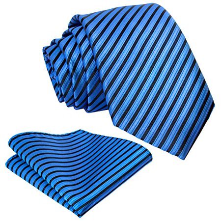 classic dark green and black striped silk neck tie and pocket square set with quality qssurance
