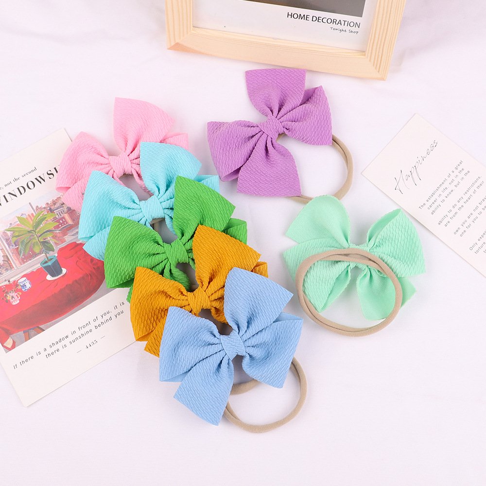 Wholesale Cute Princess Hair Ties Super Soft Traceless Bow Nylon Rope Fashionable and Sweet Style
