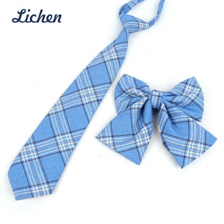Bowknot Bow Tie Unisex Uniform Adjustable Plaid Tartan Bow Tie Necktie Set Cosplay Costume Great Gift 2 Pieces