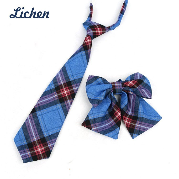 Bowknot Bow Tie Unisex Uniform Adjustable Plaid Tartan Bow Tie Necktie Set Cosplay Costume Great Gift 2 Pieces