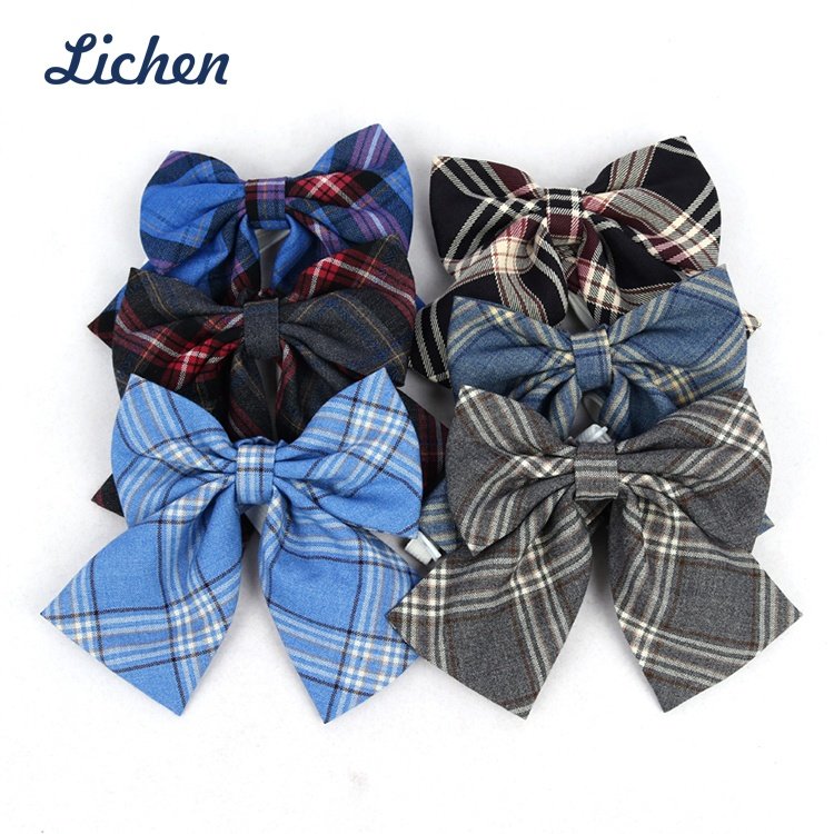 Bowknot Bow Tie Unisex Uniform Adjustable Plaid Tartan Bow Tie Necktie Set Cosplay Costume Great Gift 2 Pieces