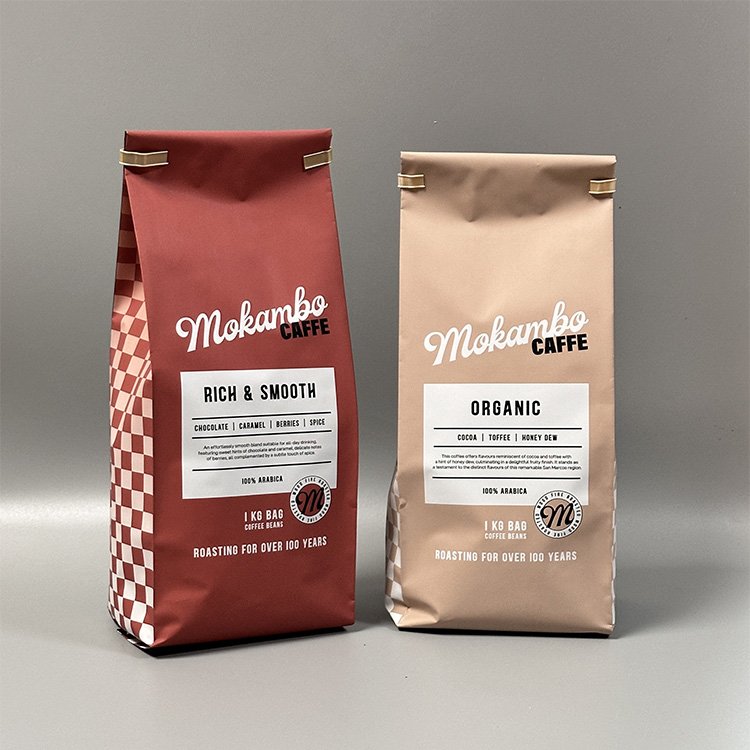 Custom print side 250g 500g 1kg gusset Coffee packing pouch with valve and tin tie coffee bean packaging bag